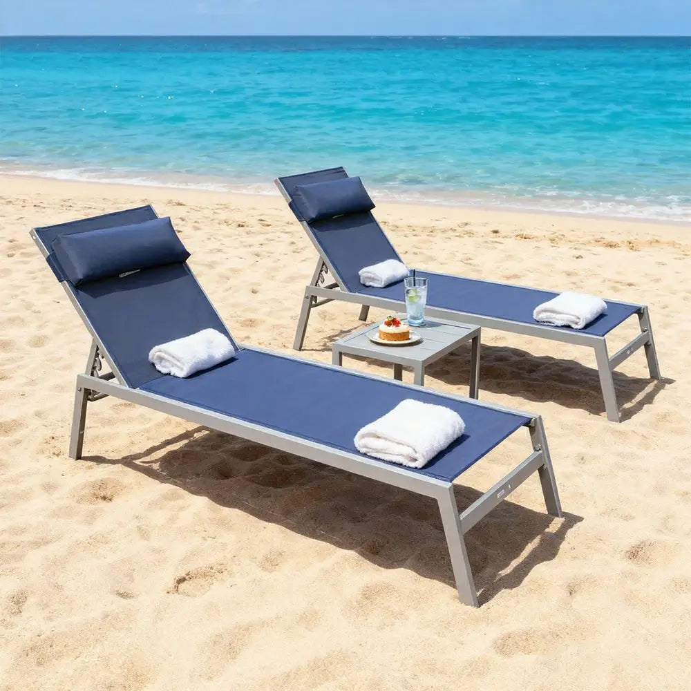 Domi Outdoor Living all aluminum chaise lounge #color_navy blue