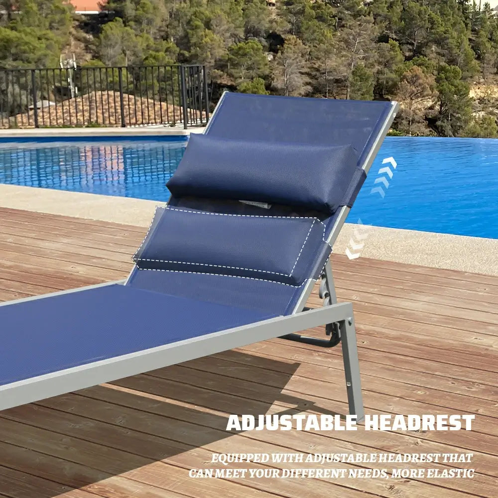 Domi Outdoor Living all aluminum chaise lounge #color_navy blue
