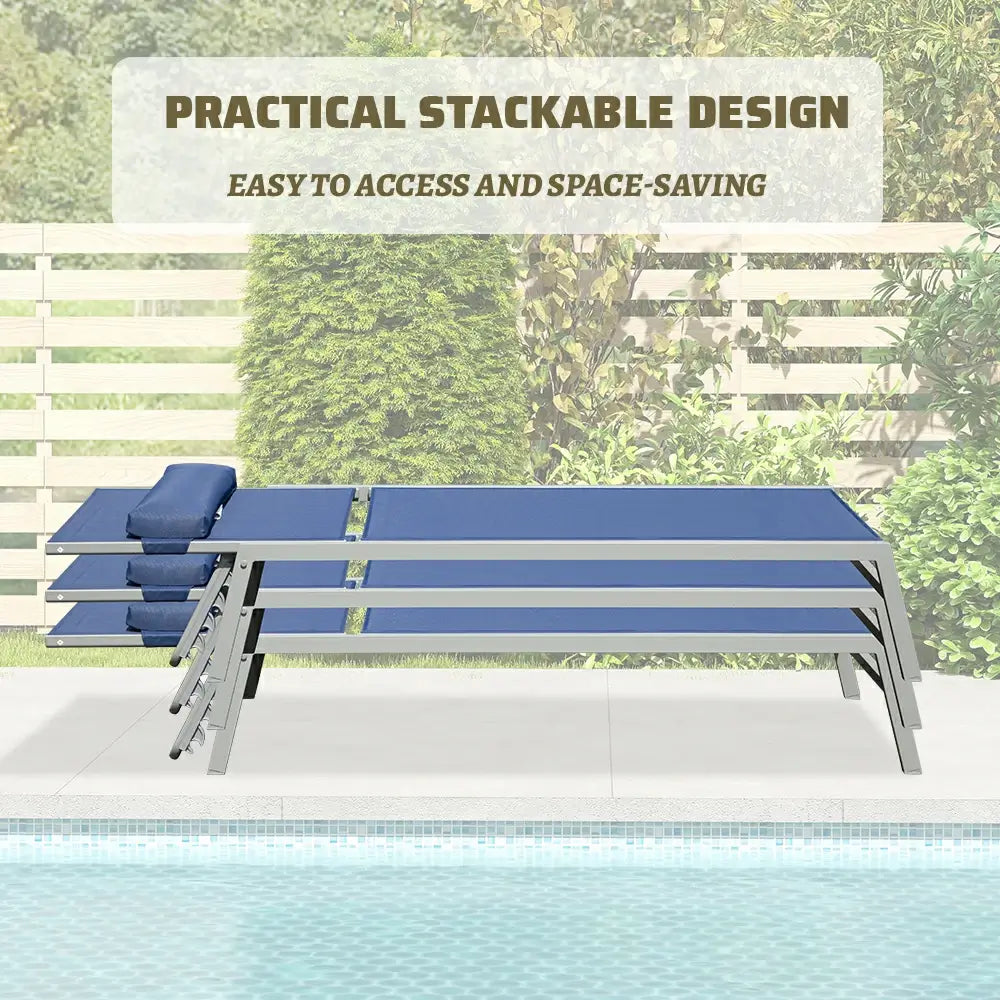 Domi Outdoor Living all aluminum chaise lounge #color_navy blue