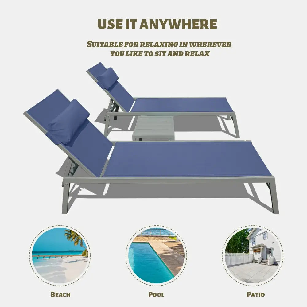 Domi Outdoor Living all aluminum chaise lounge #color_navy blue