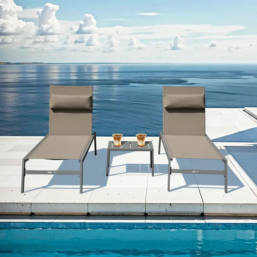 Domi Outdoor Living all aluminum chaise lounge #color_khaki