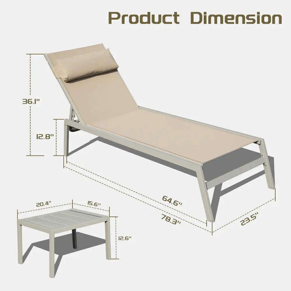 Domi Outdoor Living all aluminum chaise lounge #color_khaki