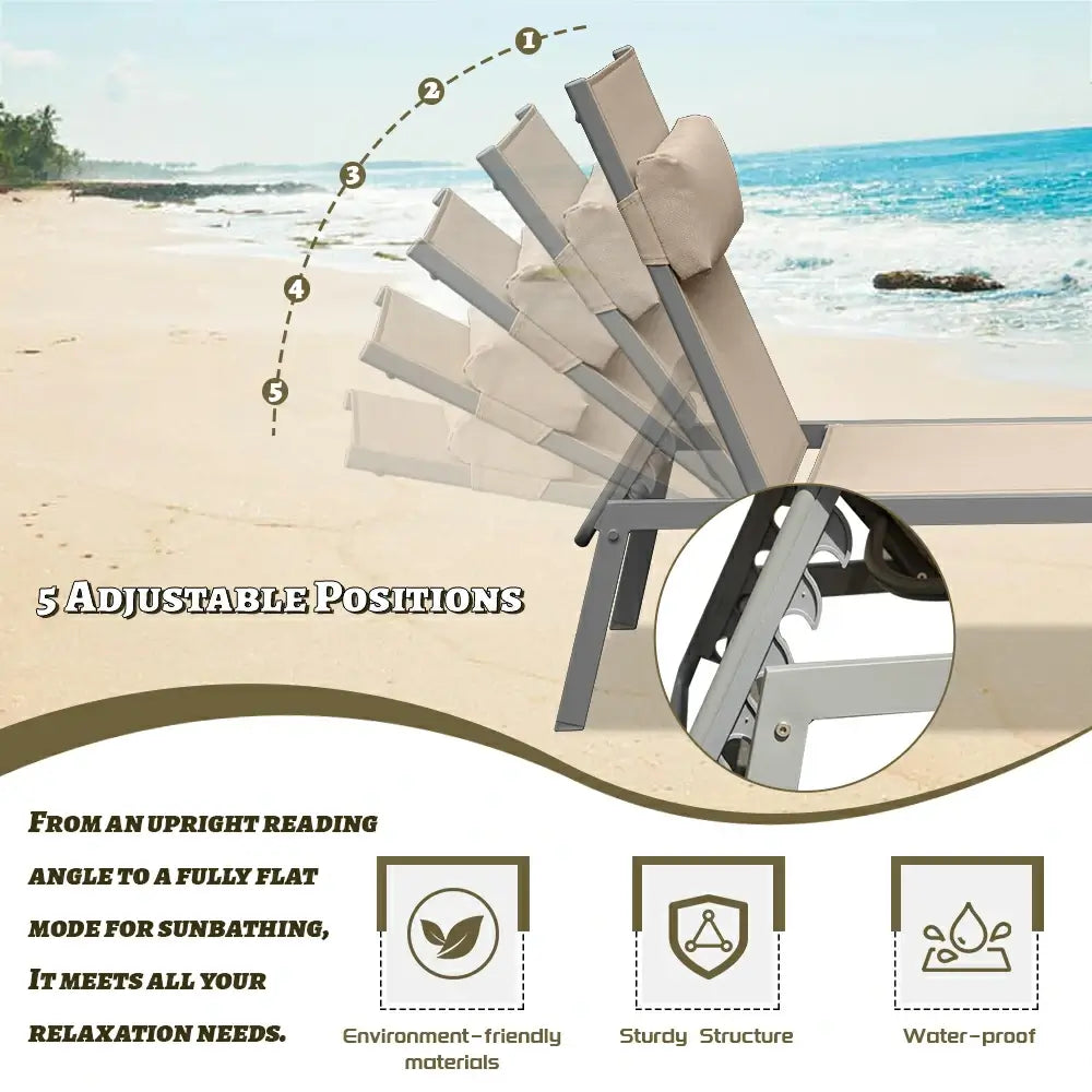 Domi Outdoor Living all aluminum chaise lounge #color_khaki