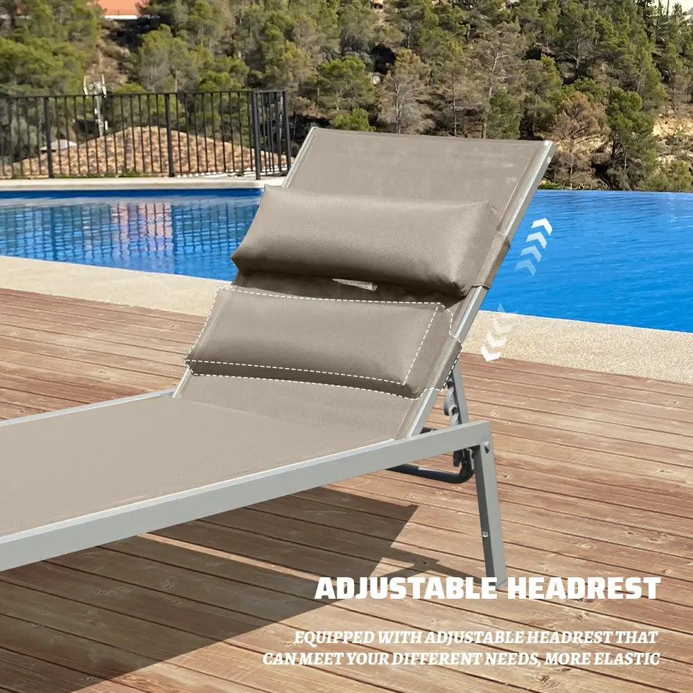Domi Outdoor Living all aluminum chaise lounge #color_khaki