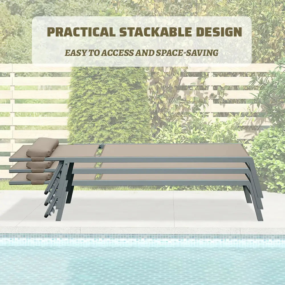 Domi Outdoor Living all aluminum chaise lounge #color_khaki