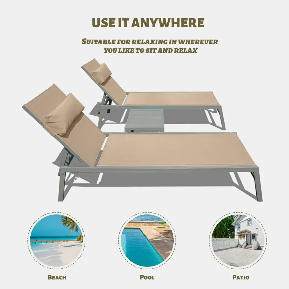Domi Outdoor Living all aluminum chaise lounge #color_khaki