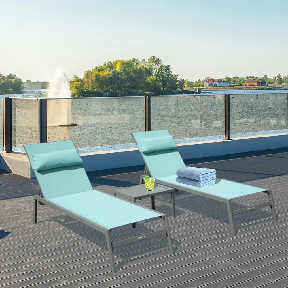 Domi Outdoor Living all aluminum chaise lounge #color_turquoise blue