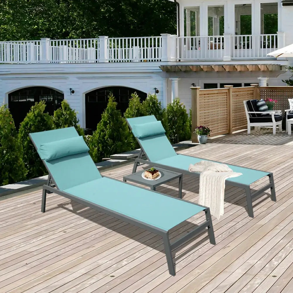 Domi Outdoor Living all aluminum chaise lounge #color_turquoise blue