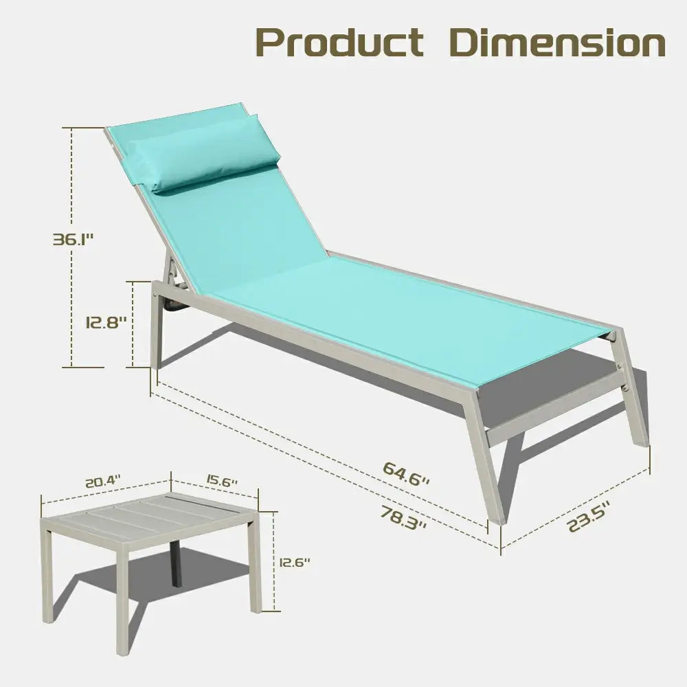 Domi Outdoor Living all aluminum chaise lounge #color_turquoise blue