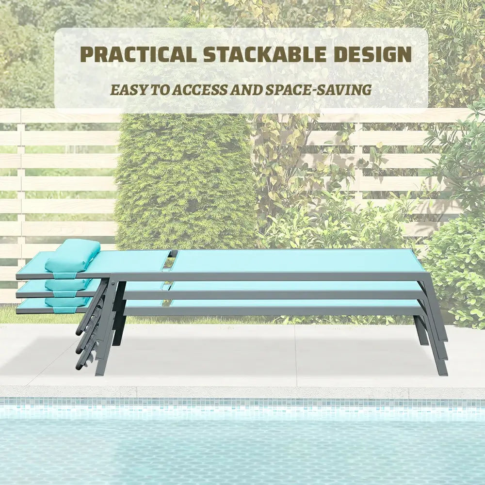 Domi Outdoor Living all aluminum chaise lounge #color_turquoise blue