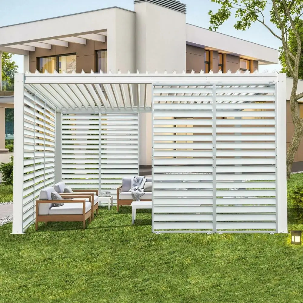 Domi Outdoor Living Louvered Pergola Screen#color_white