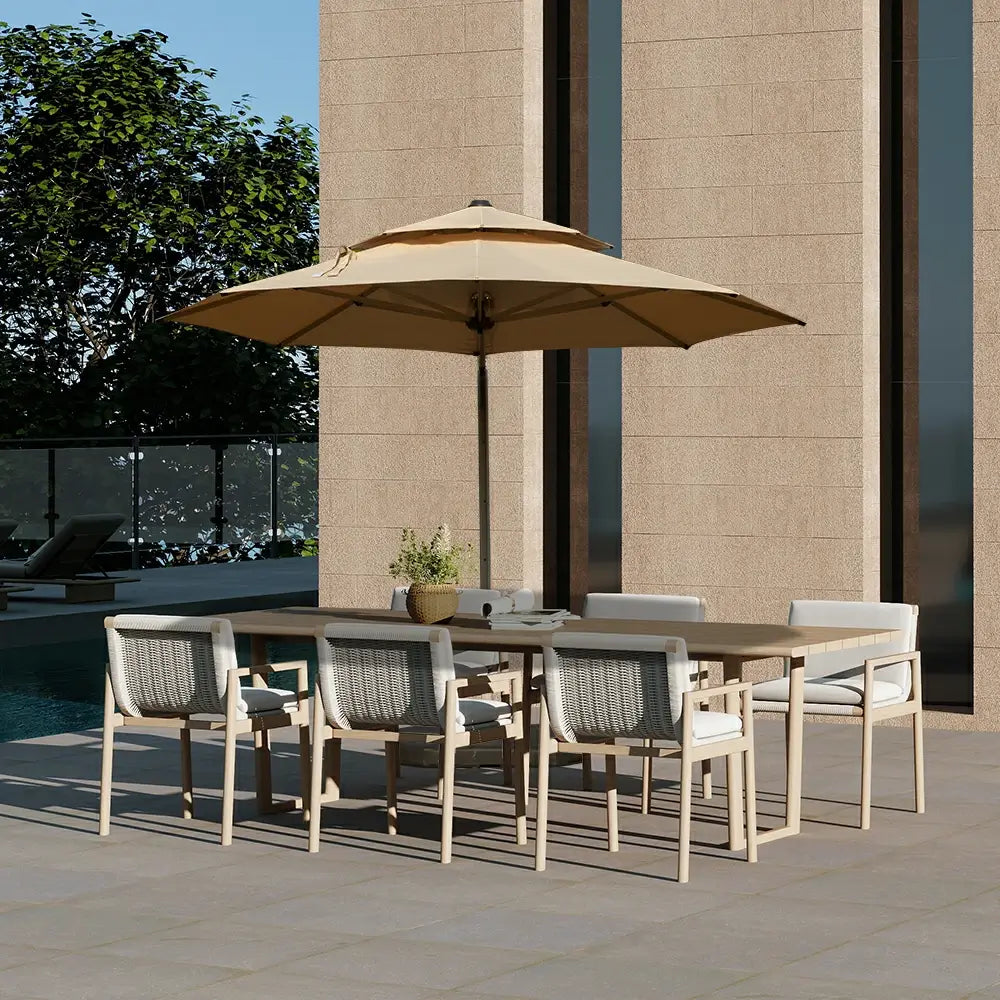 Domi Outdoor Living cantilever umbrella with foot pedal#color_Beige