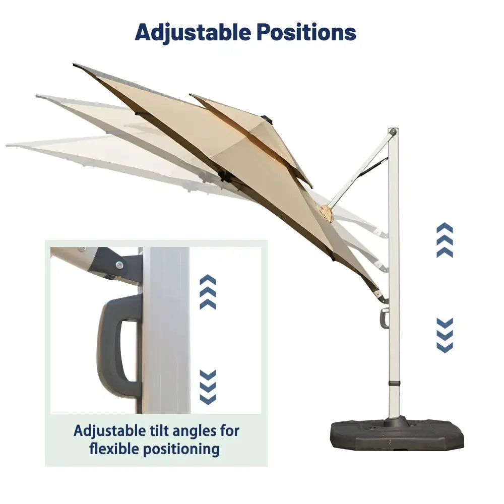 Domi Outdoor Living cantilever umbrella with foot pedal#color_Beige