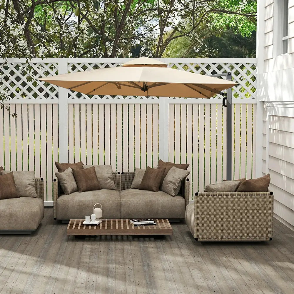 Domi Outdoor Living cantilever umbrella with foot pedal#color_Beige