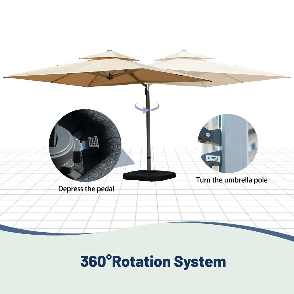 Domi Outdoor Living cantilever umbrella with foot pedal#color_Beige