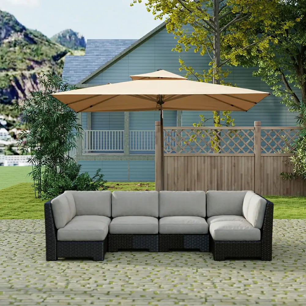 Domi Outdoor Living cantilever umbrella with foot pedal#color_Beige