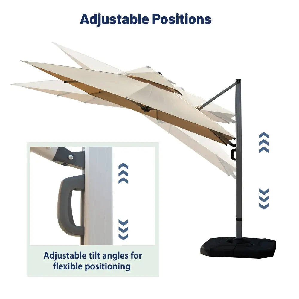 Domi Outdoor Living cantilever umbrella with foot pedal#color_Beige