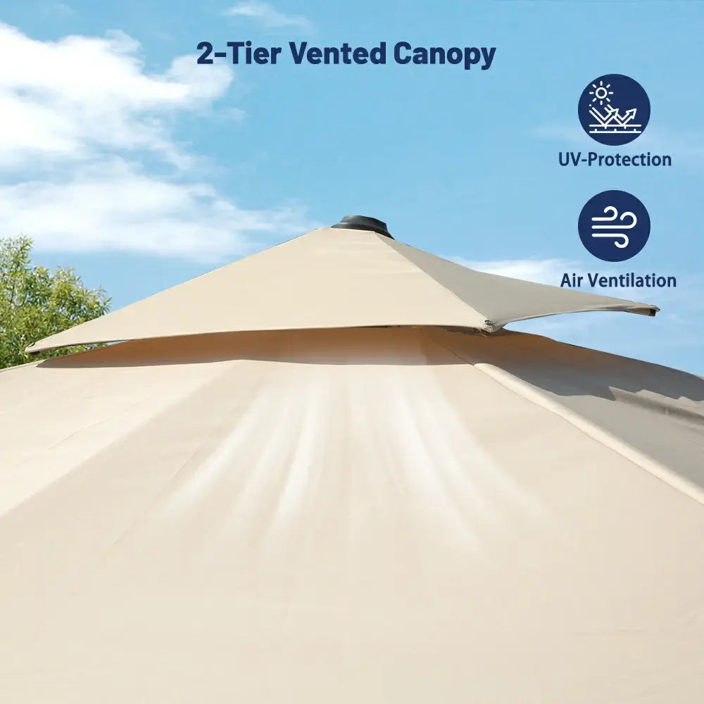 Domi Outdoor Living cantilever umbrella with foot pedal#color_Beige