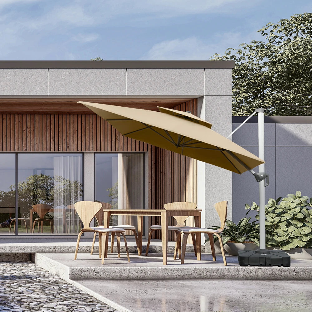 hardtop patio umbrella Domi Cantilever Wood Grain- Rectangular Pool Umbrella Cream / 9'x12' Choose this outdoor umbrella to add a touch of warmth to your outdoor garden. 10ft Patio Umbrella w/Push Button
