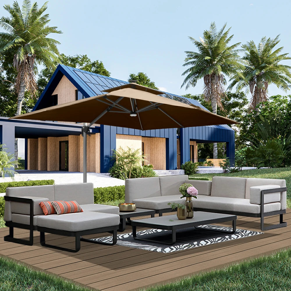 domi cantilever umbrella with light#color_Beige