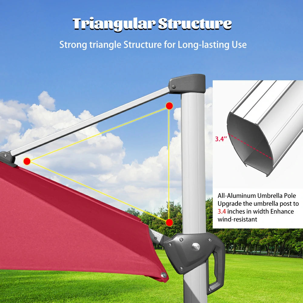 domi cantilever umbrella with light#color_Brick Red