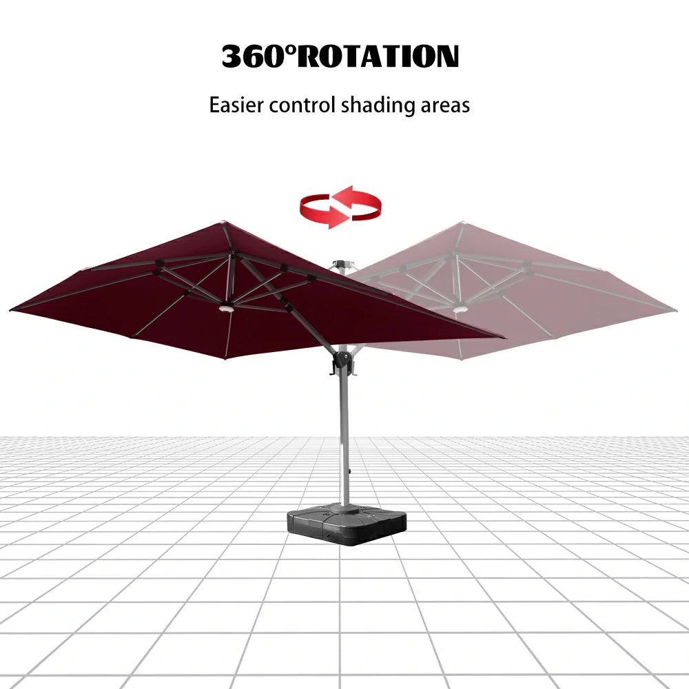 domi cantilever umbrella with light#color_Brick Red