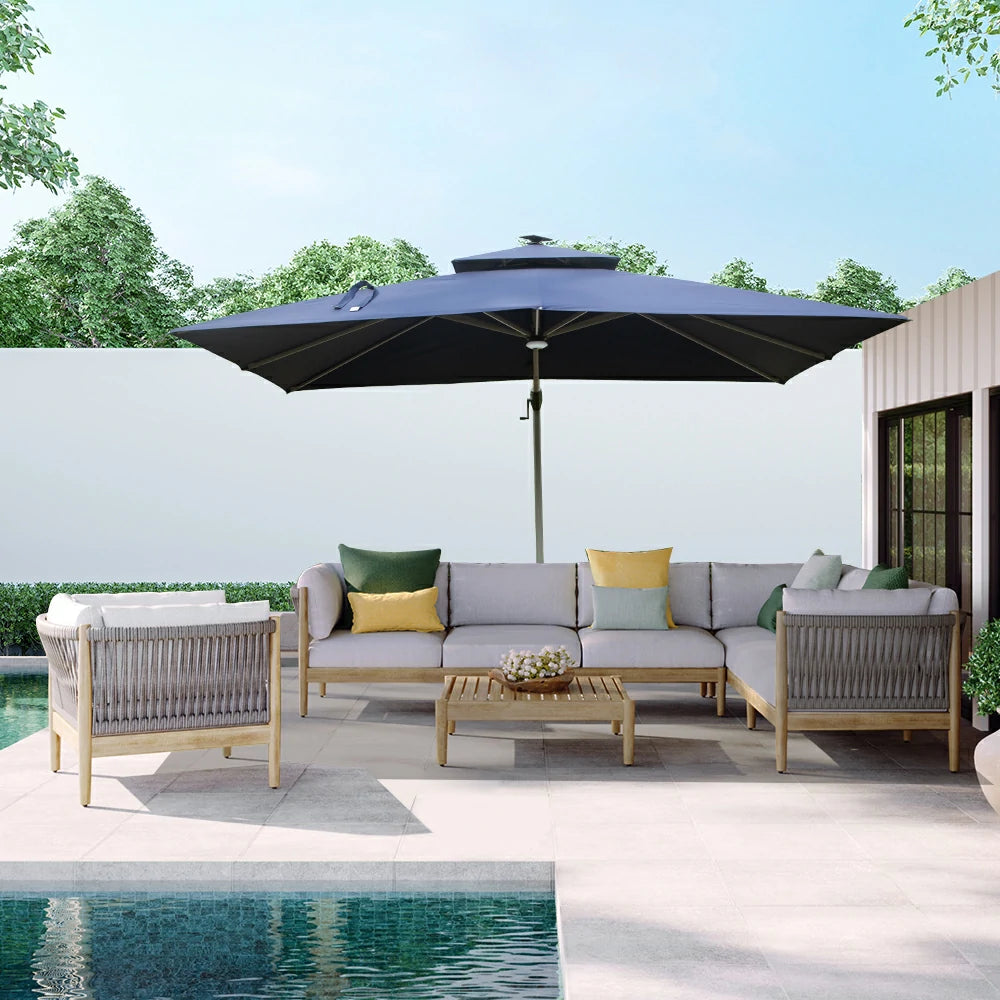 domi cantilever umbrella with light#color_Navy Blue
