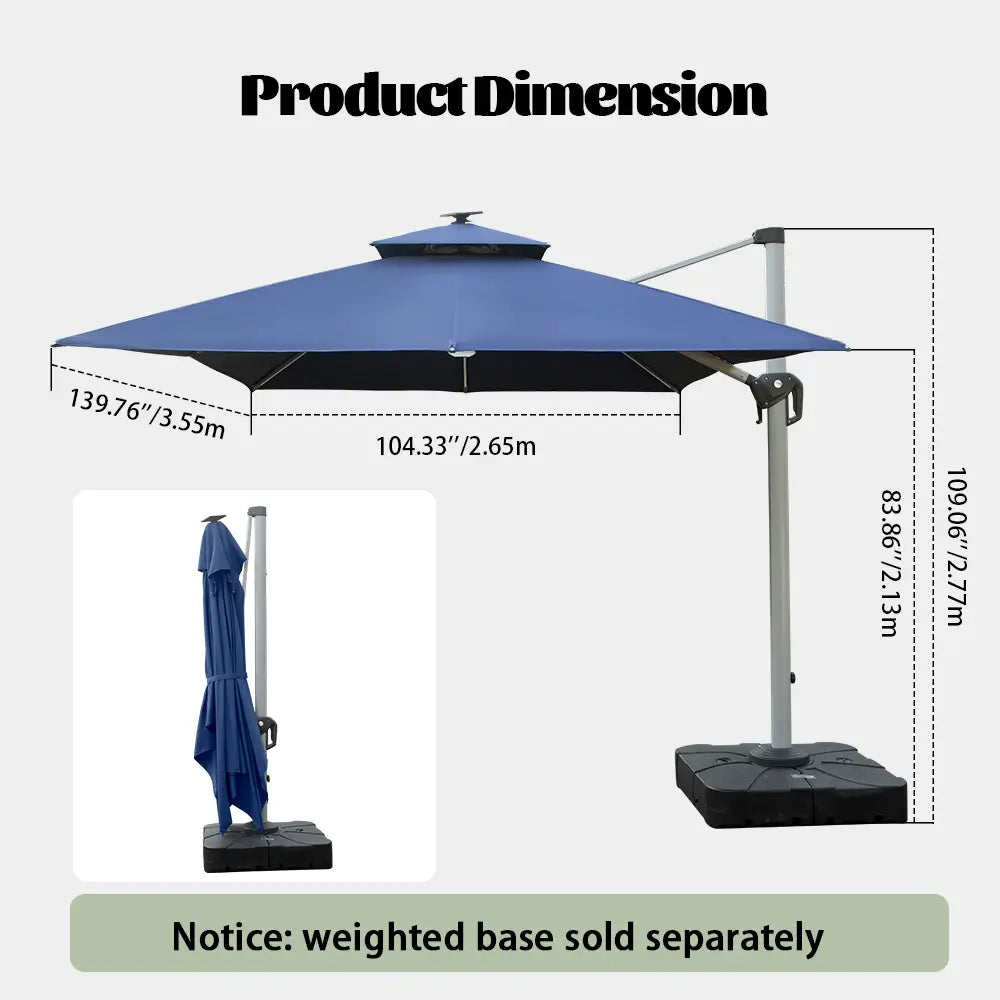 domi cantilever umbrella with light#color_Navy Blue