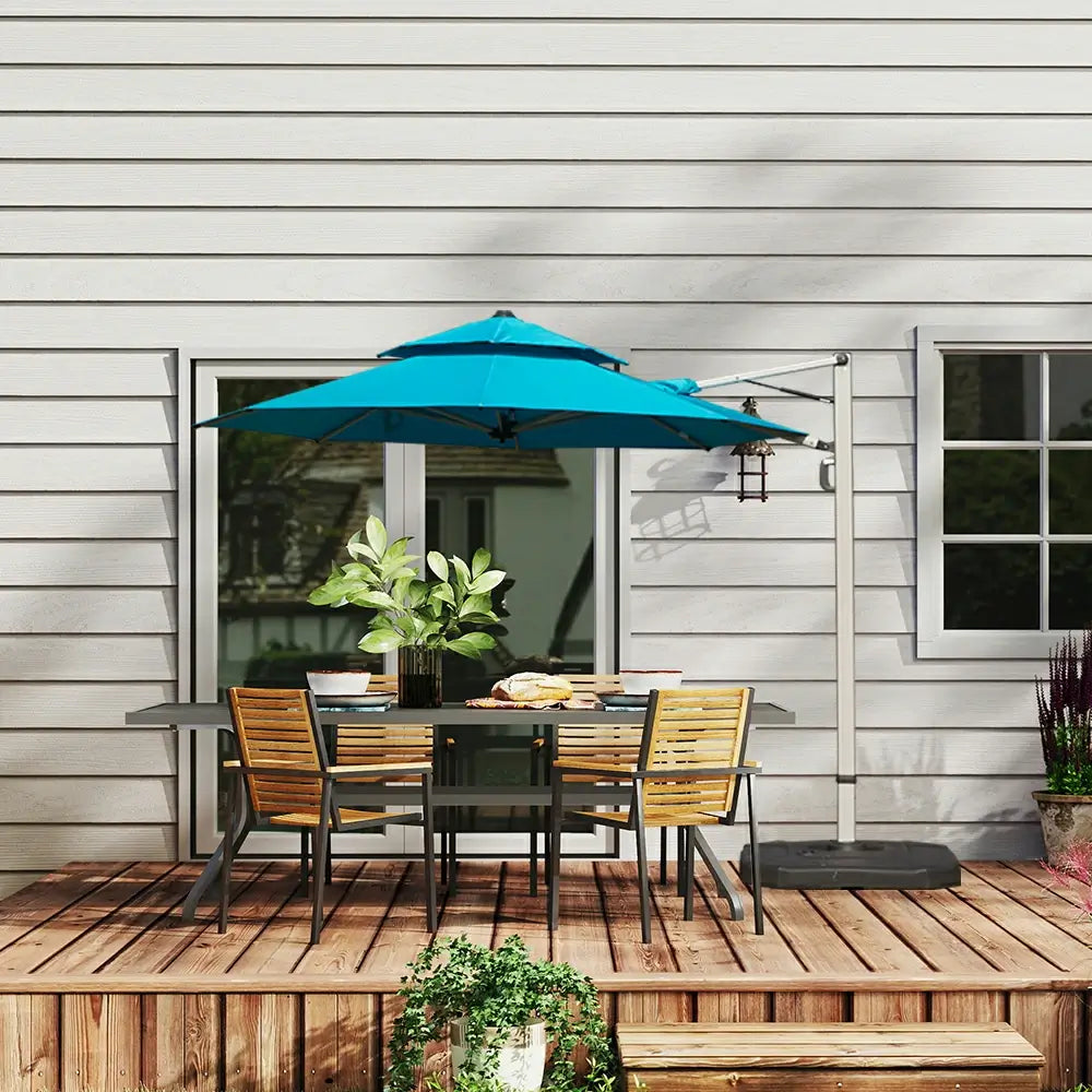 Domi Outdoor Living cantilever umbrella with foot pedal#color_Turquoise Blue