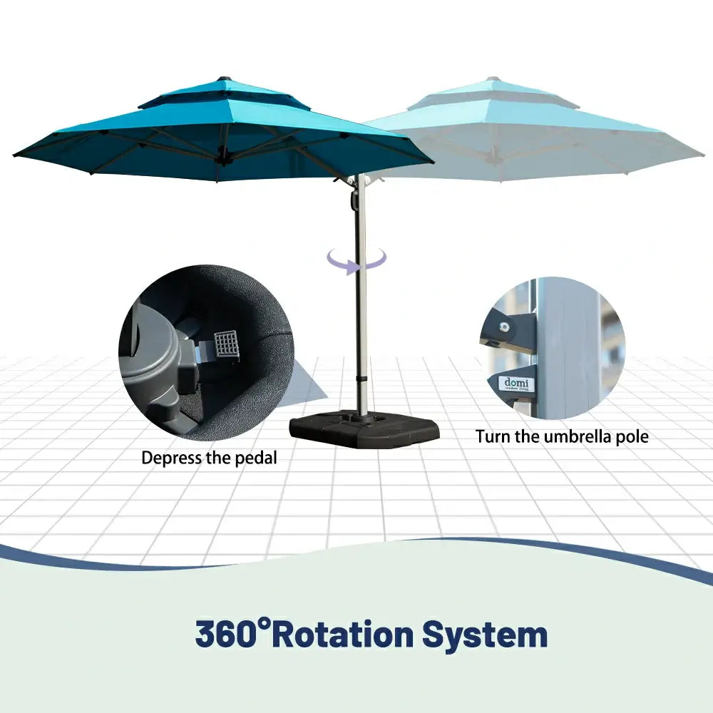 Domi Outdoor Living cantilever umbrella with foot pedal#color_Turquoise Blue