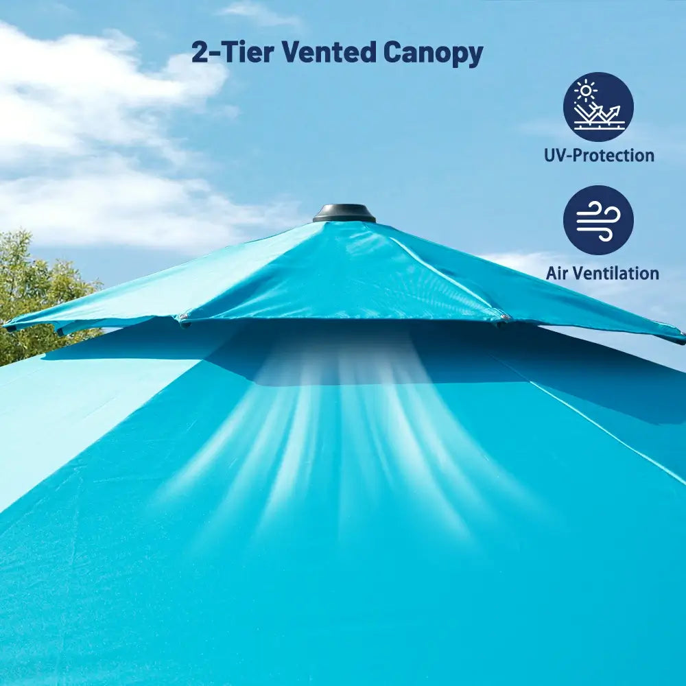 Domi Outdoor Living cantilever umbrella with foot pedal#color_Turquoise Blue