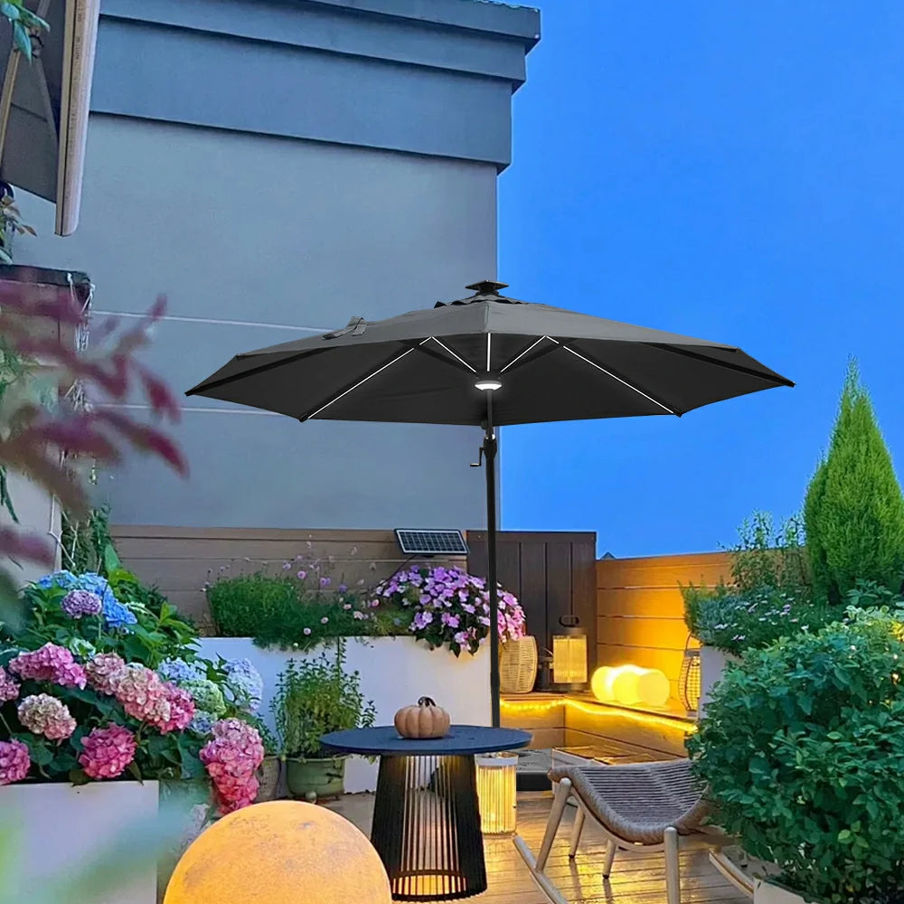 domi cantilever umbrella with lights#color_Dark Gray