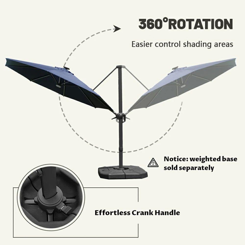 domi cantilever umbrella with lights#color_Navy Blue