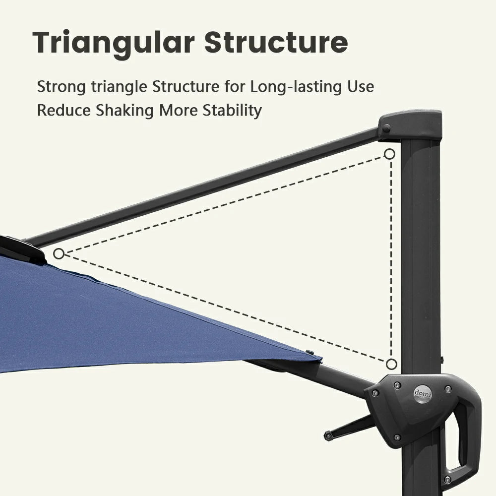 domi cantilever umbrella with lights#color_Navy Blue
