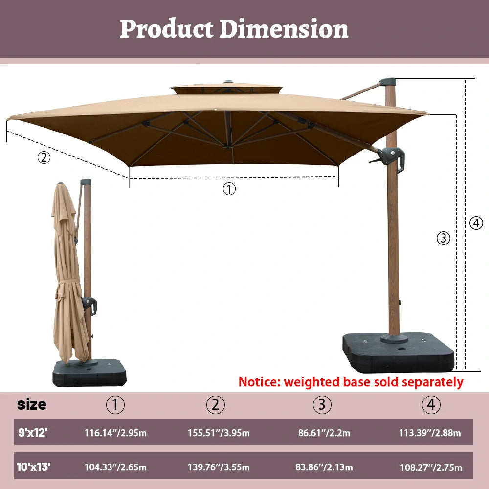 domi cantilever umbrella wood grain#color_Beige