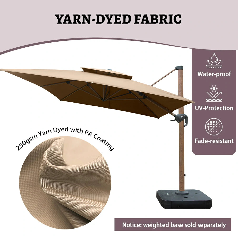 domi cantilever umbrella wood grain#color_Beige