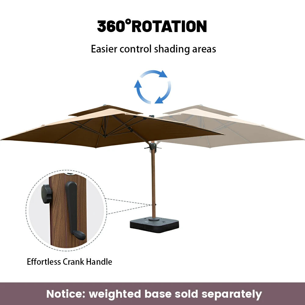 domi cantilever umbrella wood grain#color_Beige
