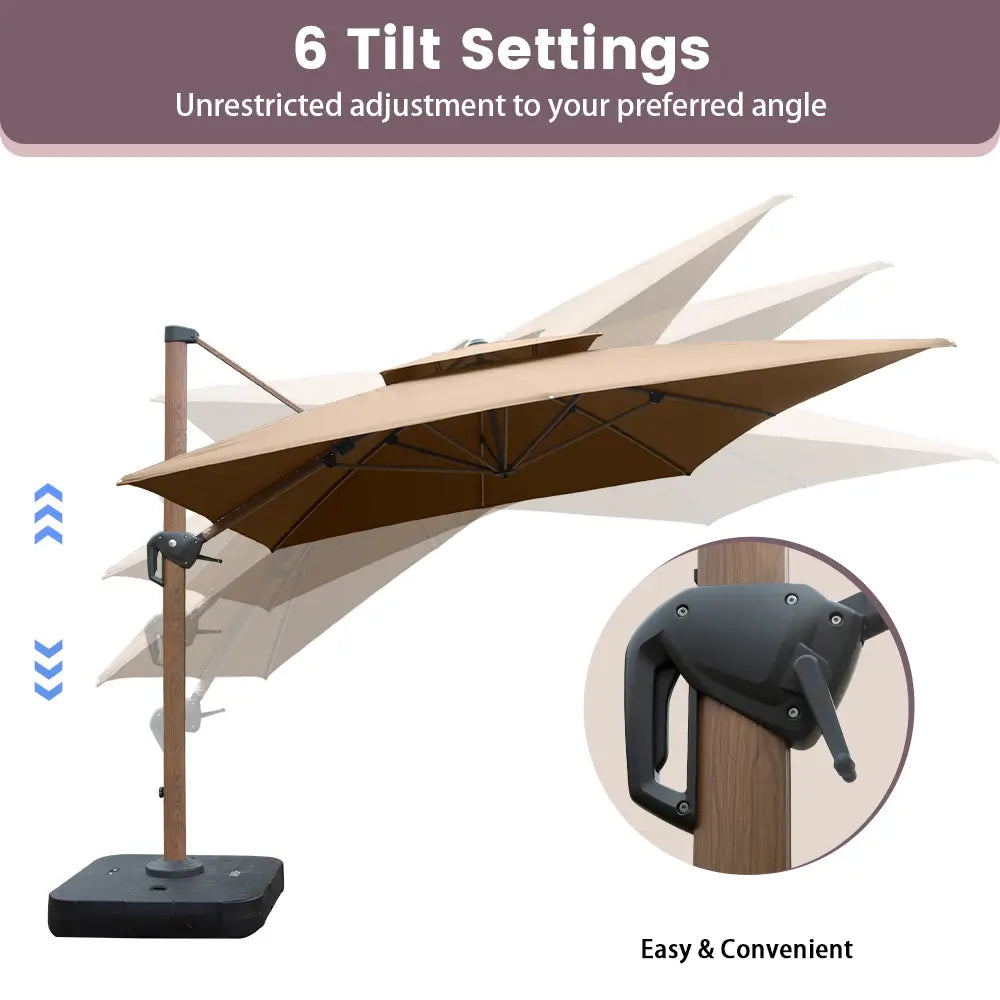 domi cantilever umbrella wood grain#color_Beige