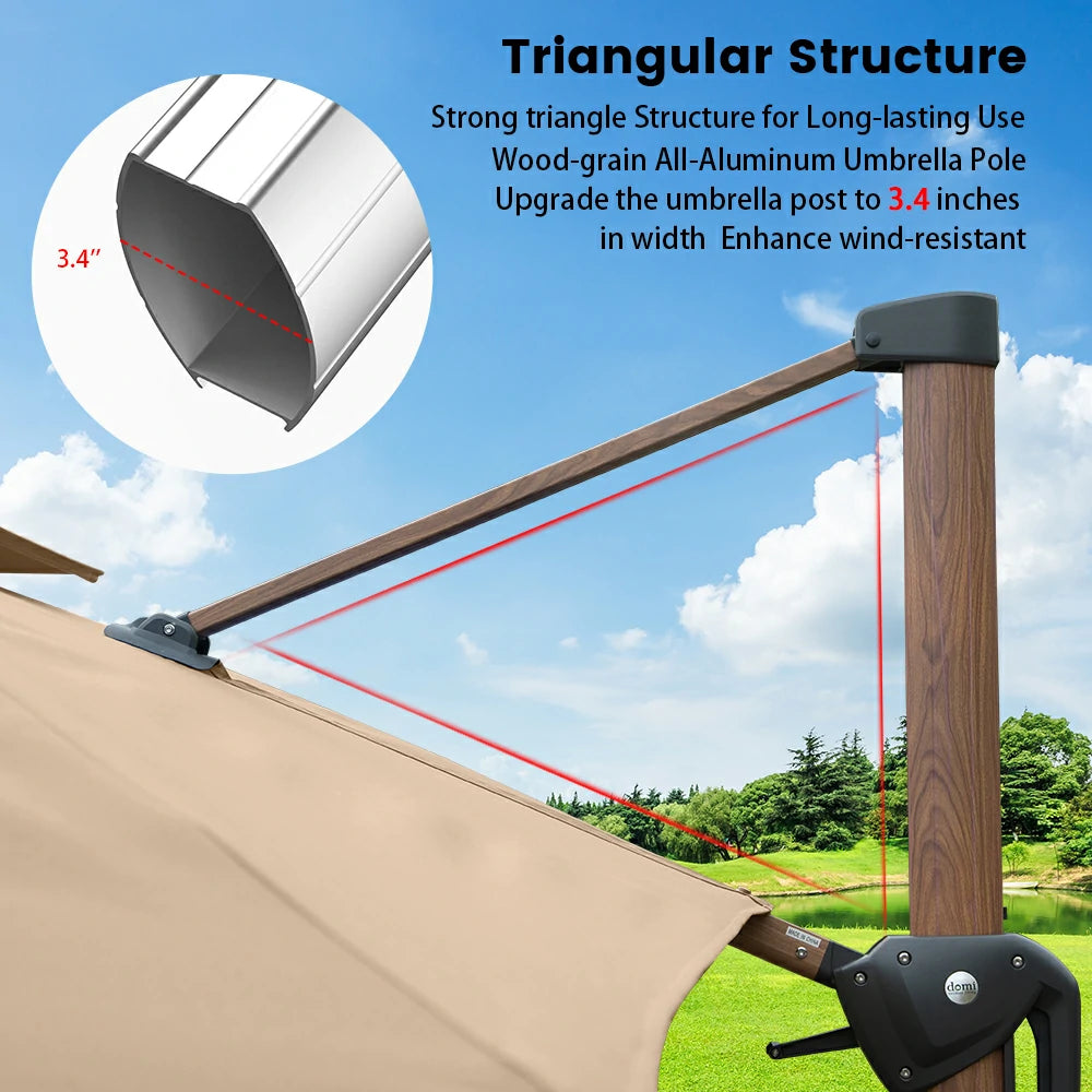 domi cantilever umbrella wood grain#color_Beige