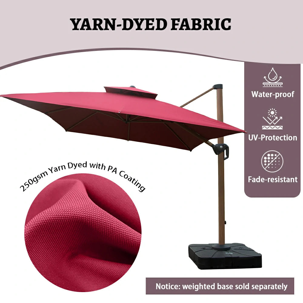domi cantilever umbrella wood grain#color_Brick Red