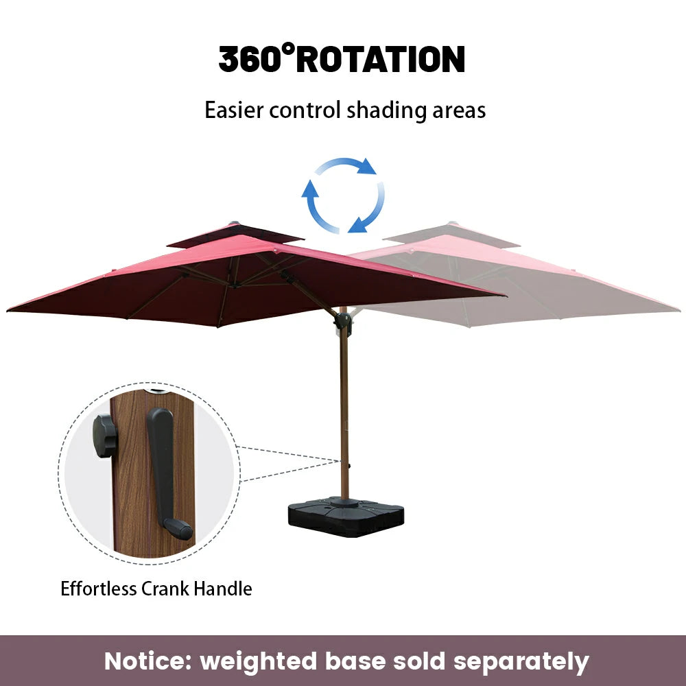 domi cantilever umbrella wood grain#color_Brick Red