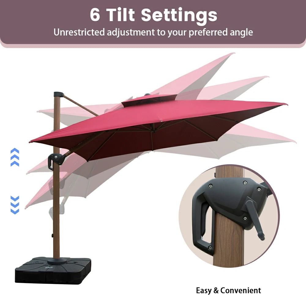 domi cantilever umbrella wood grain#color_Brick Red