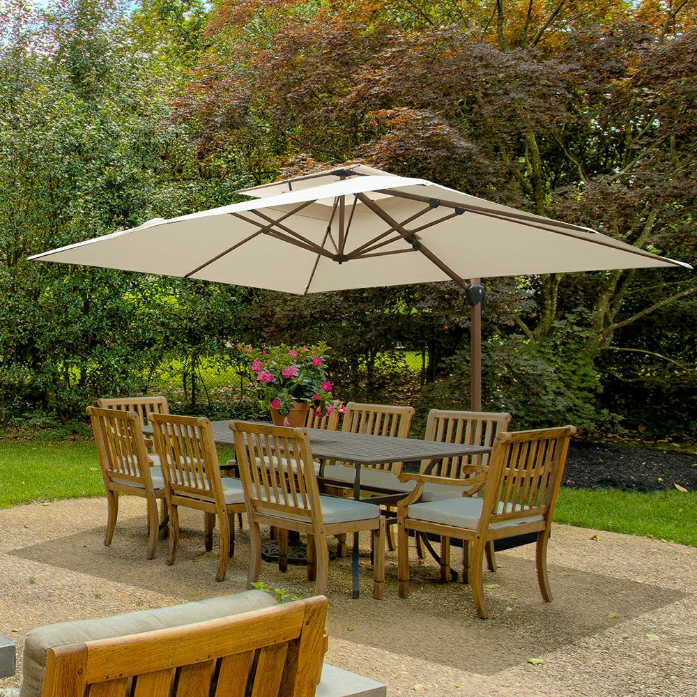 domi cantilever umbrella wood grain#color_Cream