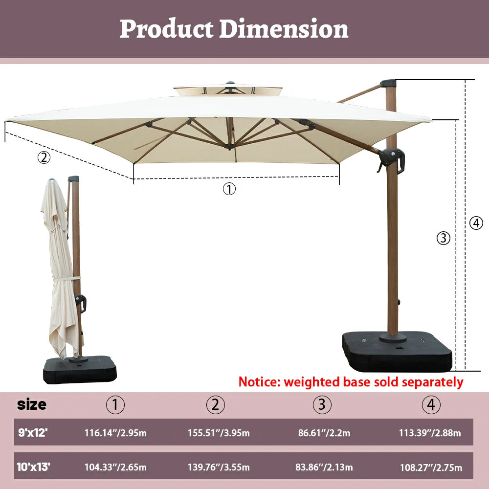 domi cantilever umbrella wood grain#color_Cream
