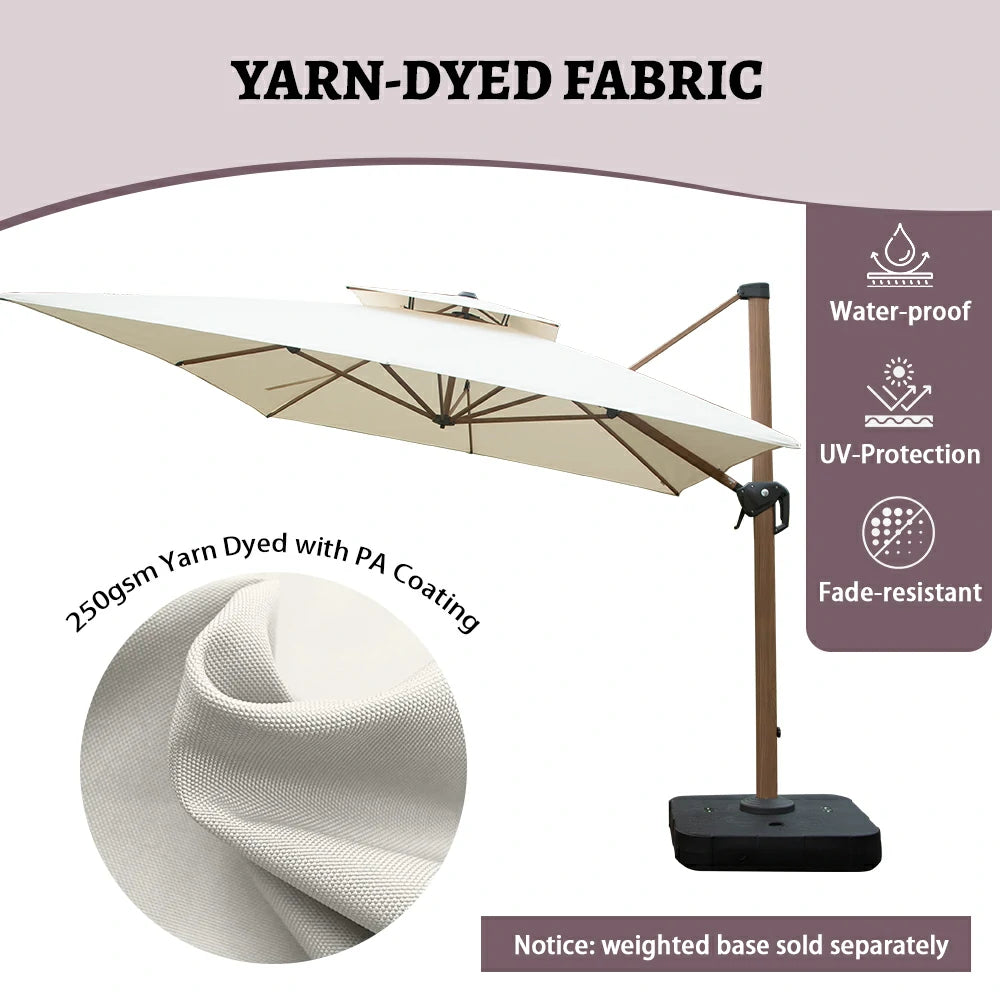 domi cantilever umbrella wood grain#color_Cream