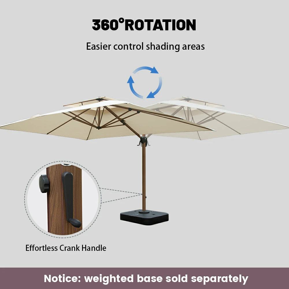 domi cantilever umbrella wood grain#color_Cream