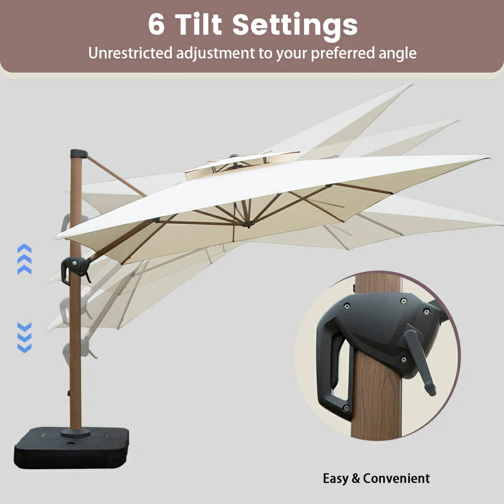 domi cantilever umbrella wood grain#color_Cream