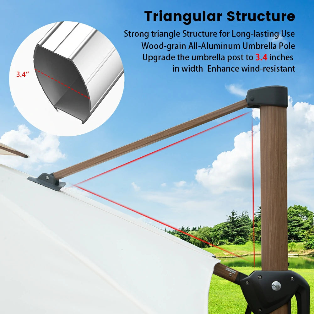 domi cantilever umbrella wood grain#color_Cream