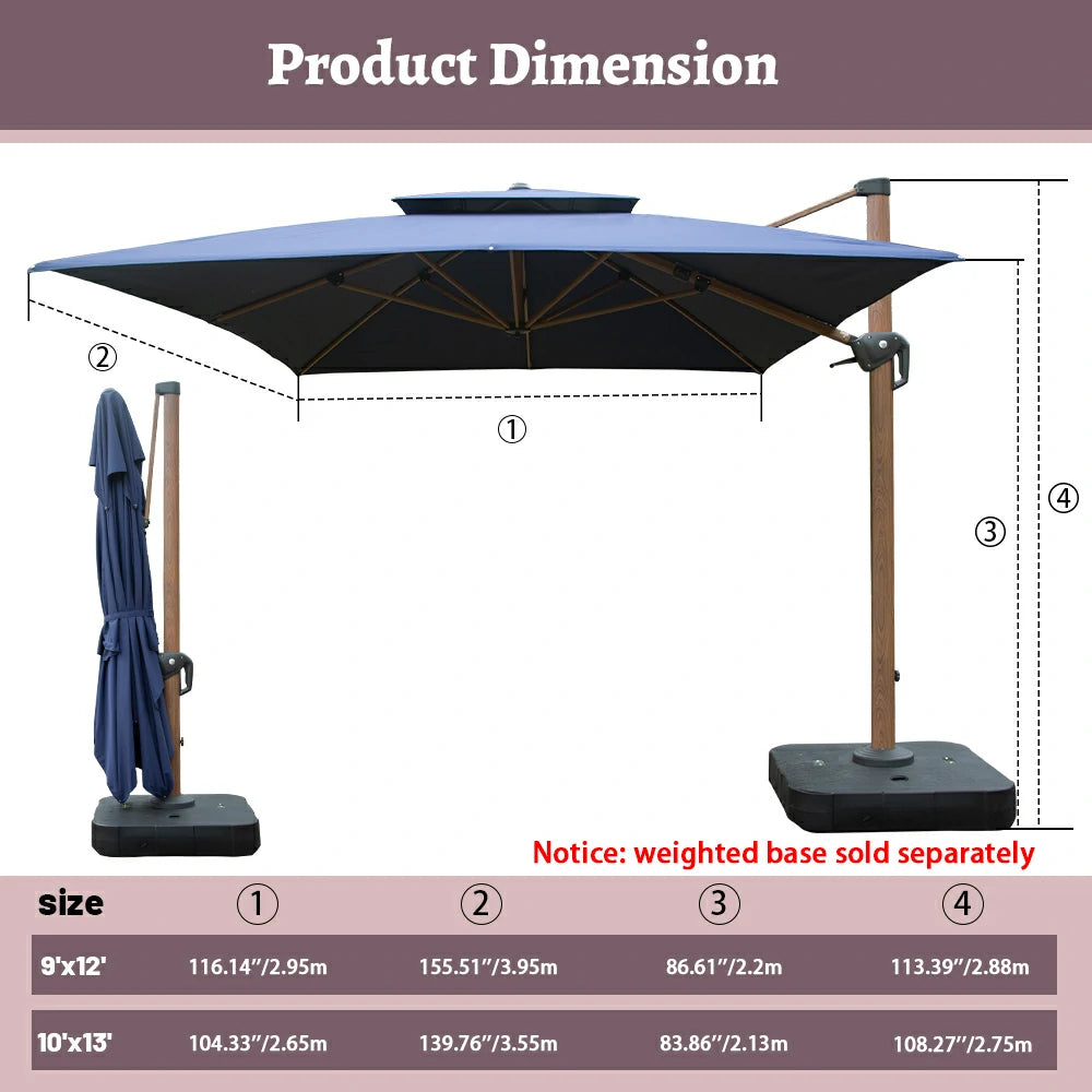 domi cantilever umbrella wood grain#color_Navy Blue