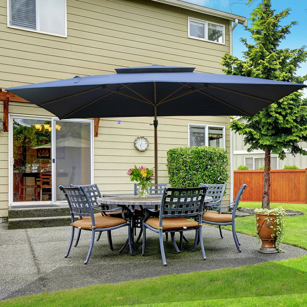domi cantilever umbrella wood grain#color_Navy Blue
